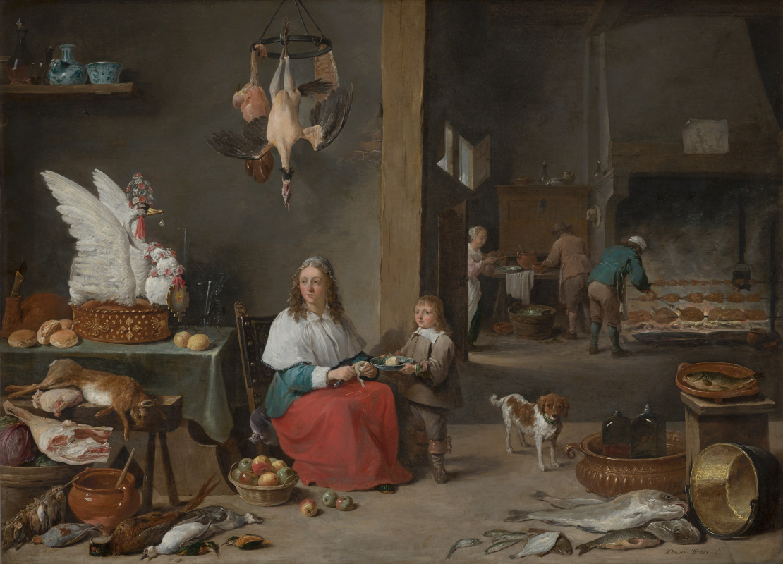 David Teniers the Younger. Kitchen interier