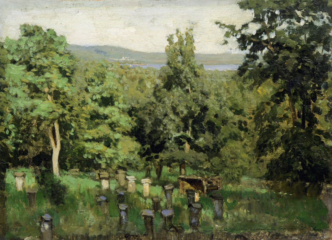 Isaac Levitan. Apiary. A sketch for the painting "the Spill on the Sur"