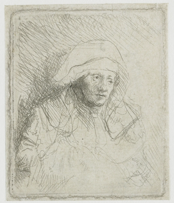 Rembrandt Harmenszoon van Rijn. A sick woman in the white shawl (Saskia)