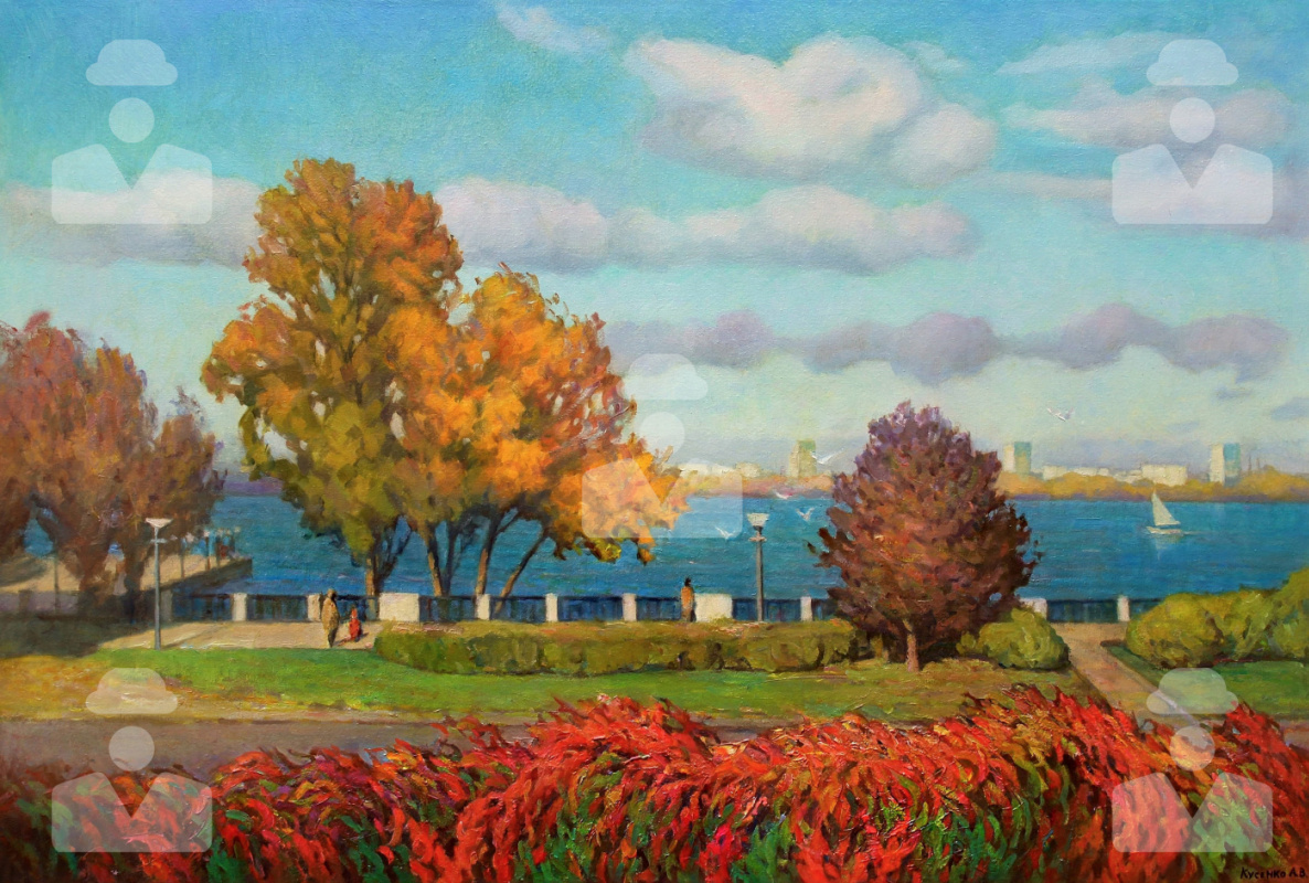 Kusenko Vladimirovich Vladimirovich. Embankment of the Dnieper 2023 canvas, oil 60 x 90 cm.