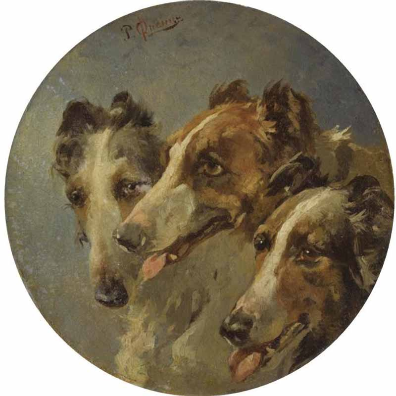 Rudolf Frentz. Three hounds. 1872