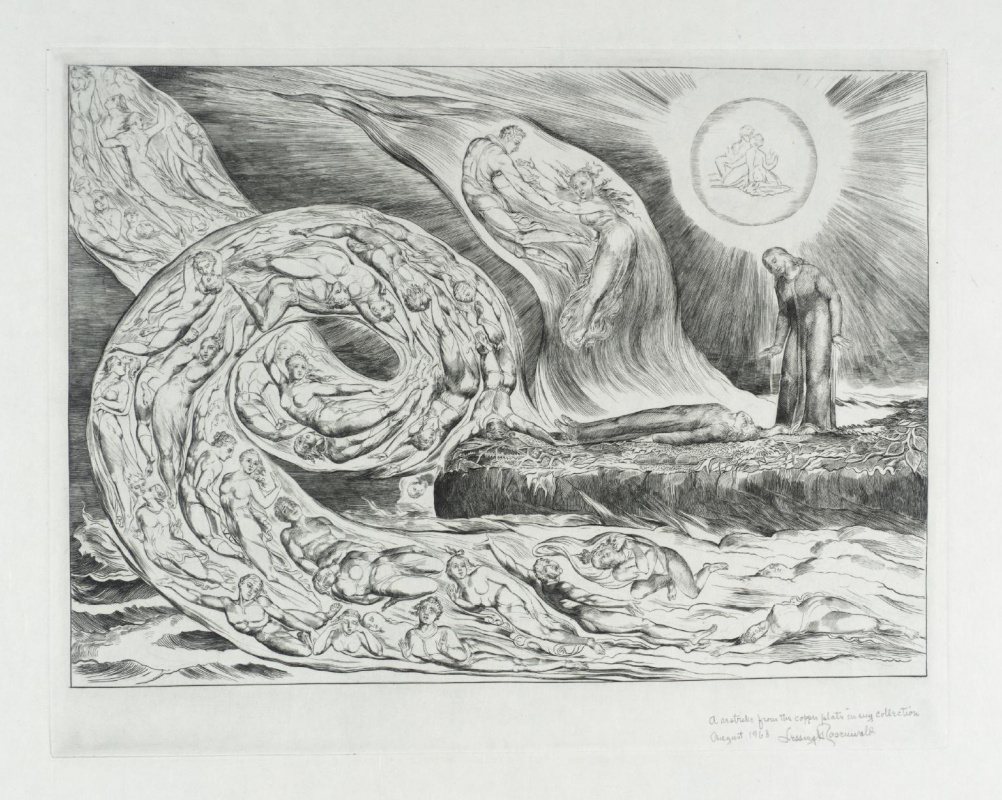 William Blake. The whirlwind of lovers: Francesca da Rimini and Paolo Malatesta. Illustrations for "the divine Comedy"