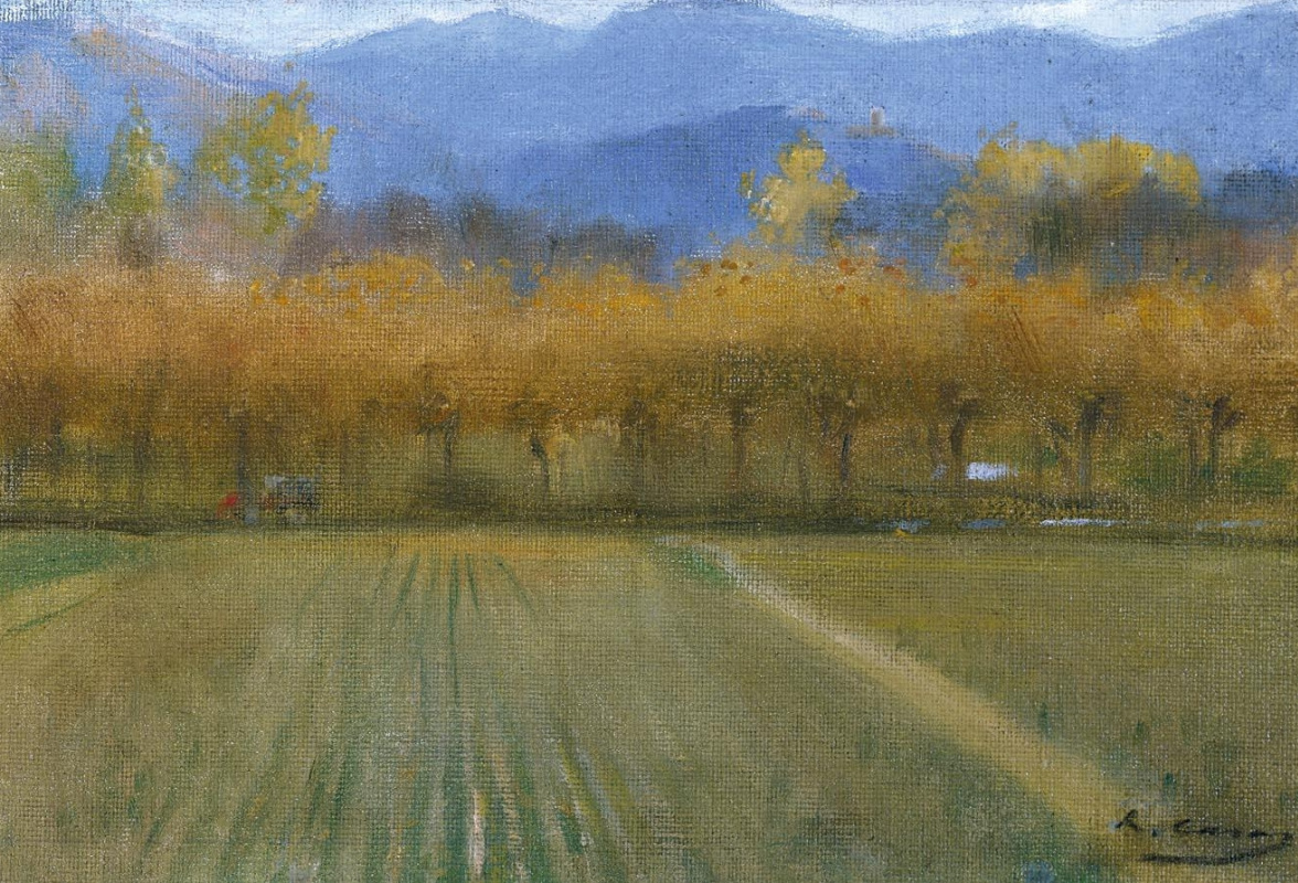 Ramon Casas i Carbó. Autumn landscape, the neighborhood of the monastery of Sant Benet de Bages