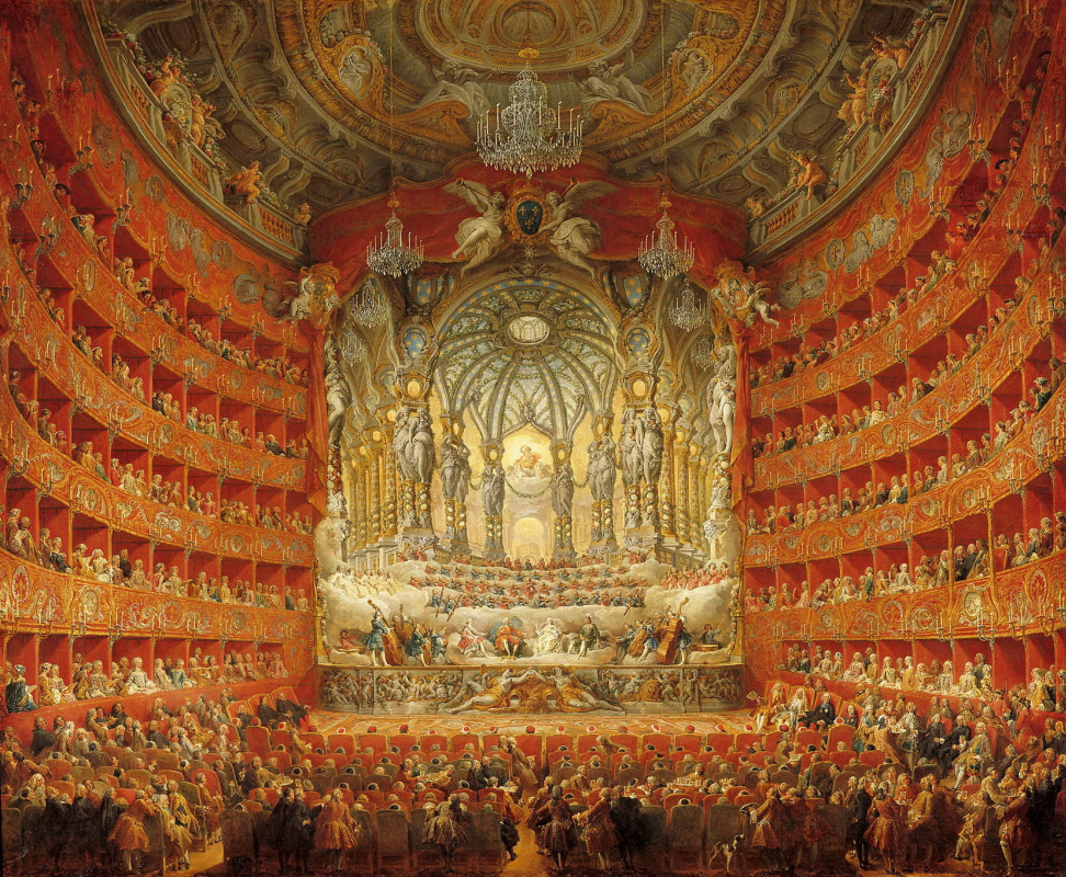 Giovanni Paolo Pannini. Musical performance at the Teatro Argentina on the occasion of the marriage of the Dauphin