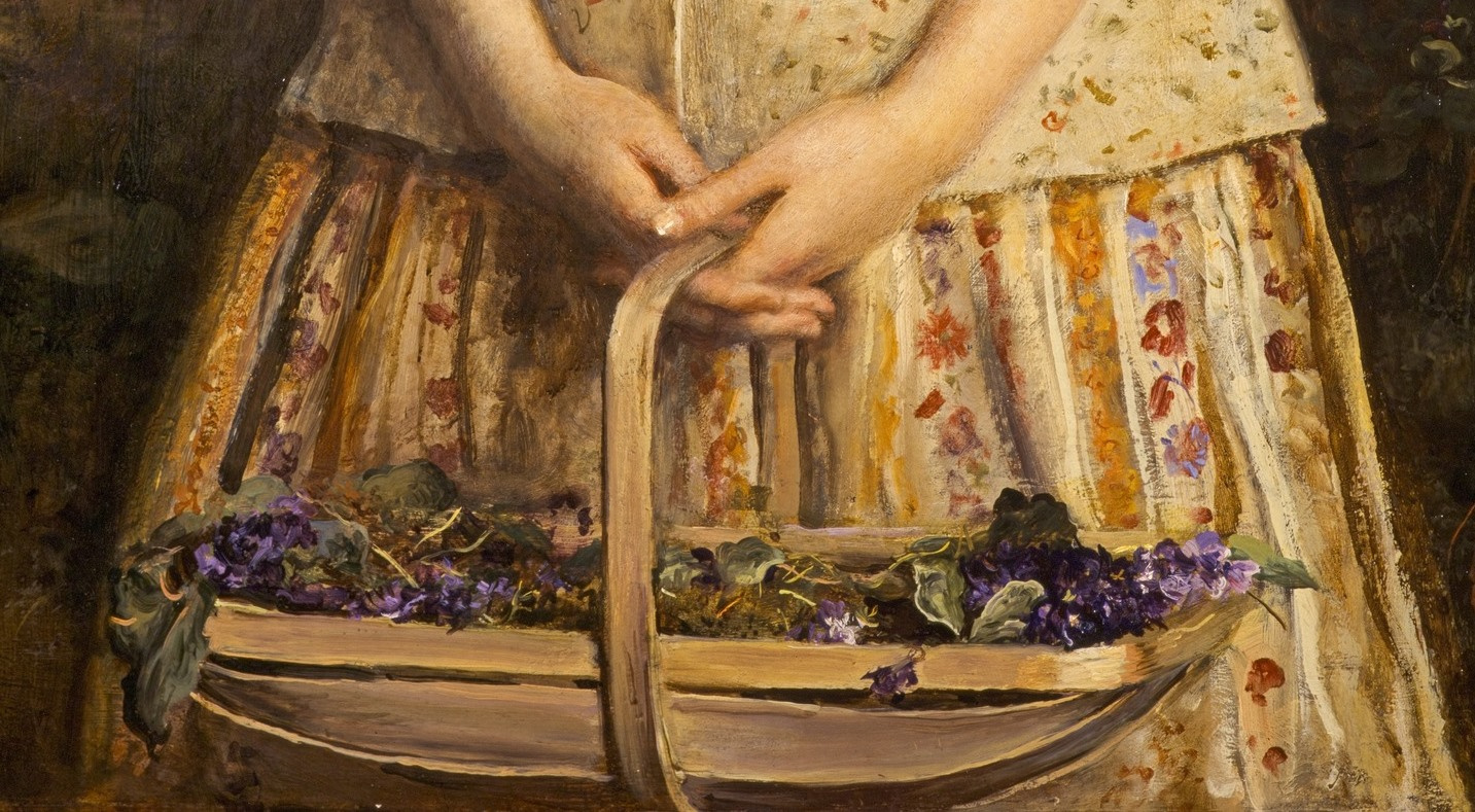 John Everett Millais. The sweetest eyes that ever seen. Fragment. Basket with violets