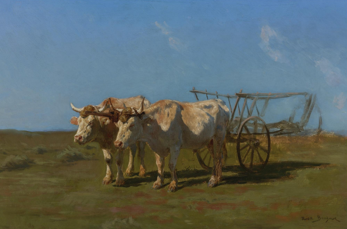 Rose Bonhur. A cart drawn by two white oxen