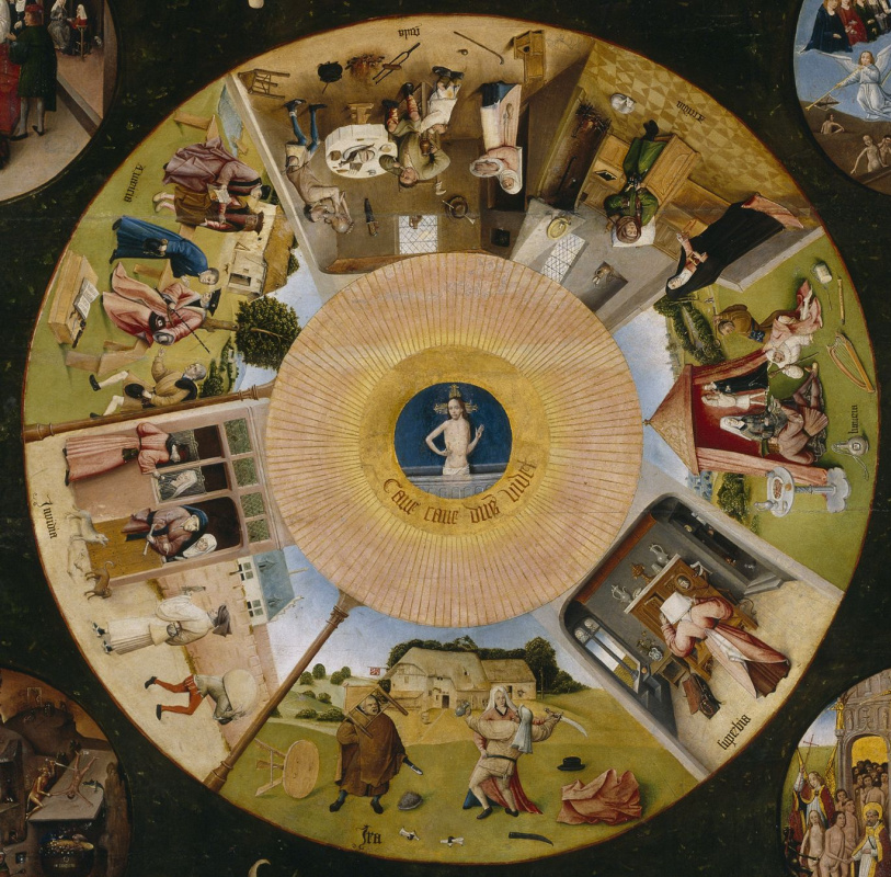 Hieronymus Bosch. The seven deadly sins and the Four last things. The Central part