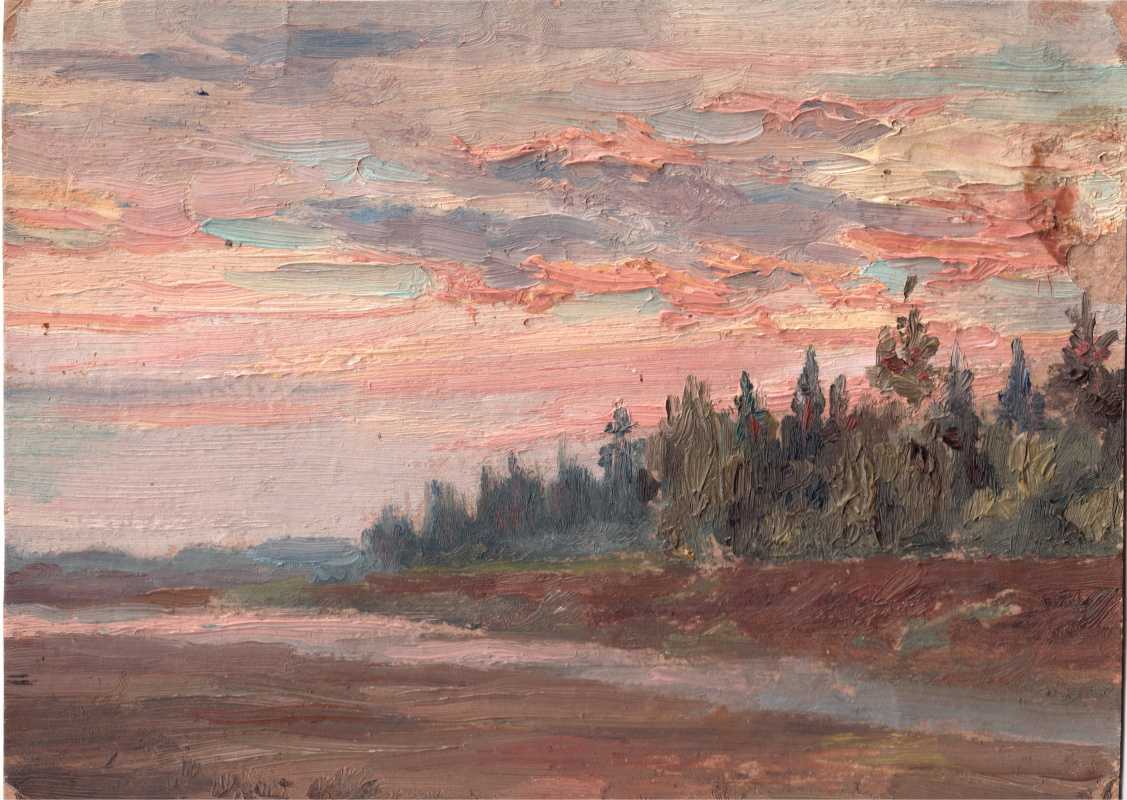 Arkady Pavlovich Laptev. Sunset over the forest