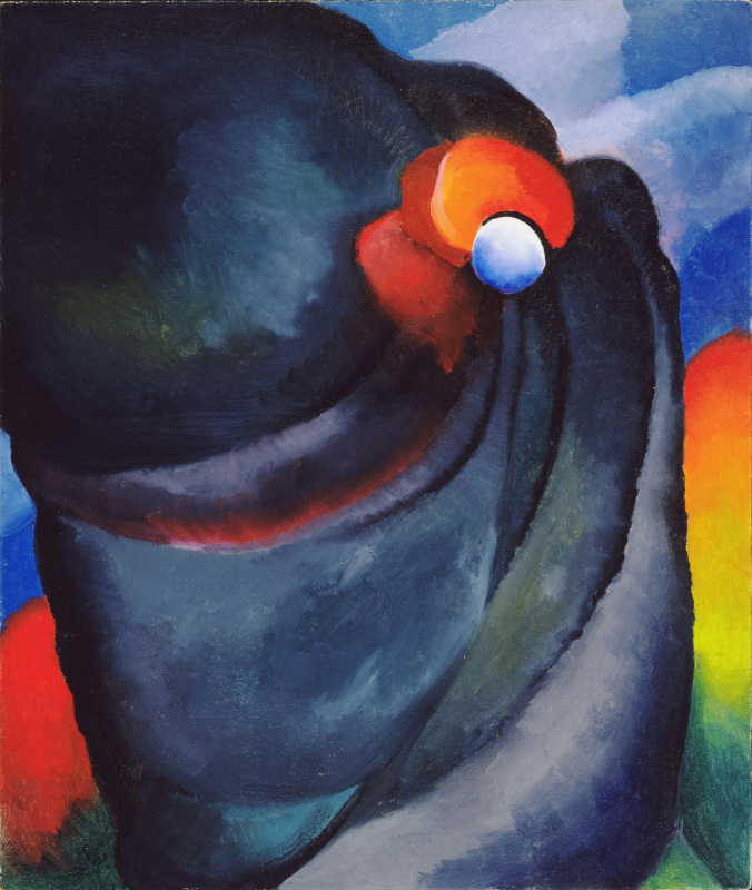 Georgia O'Keeffe. Lake George, mantle with red