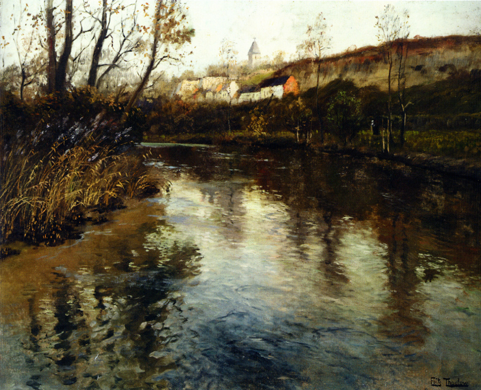 Frits Thaulow. A river landscape.