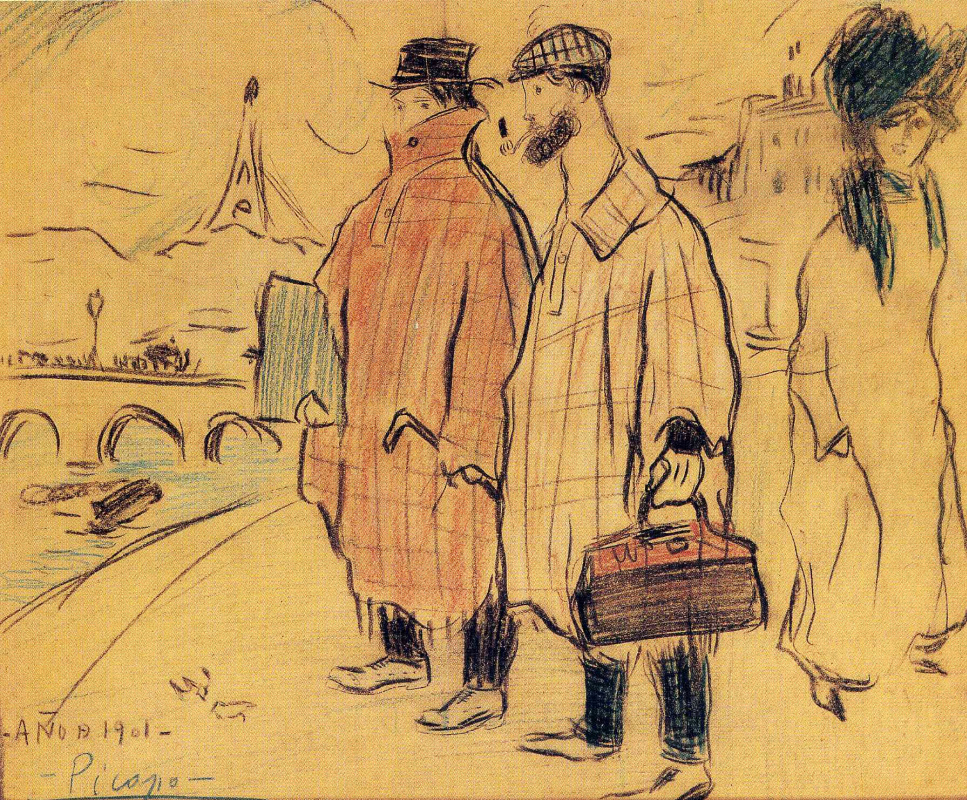 Пабло Пикассо. Пабло Пикассо и Себастьян Видаль после прибытия в Париж