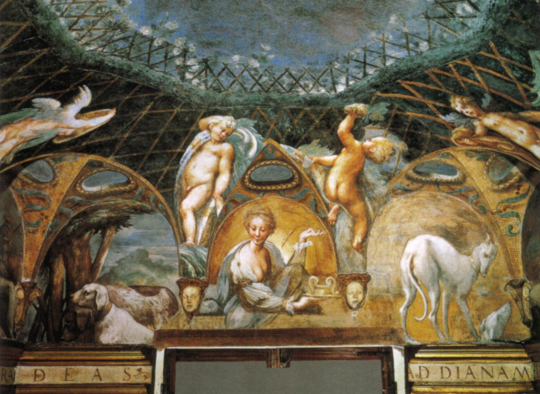 Francesco Parmigianino. The story of Diana and Actaeon. The Eastern side of the fresco cycle