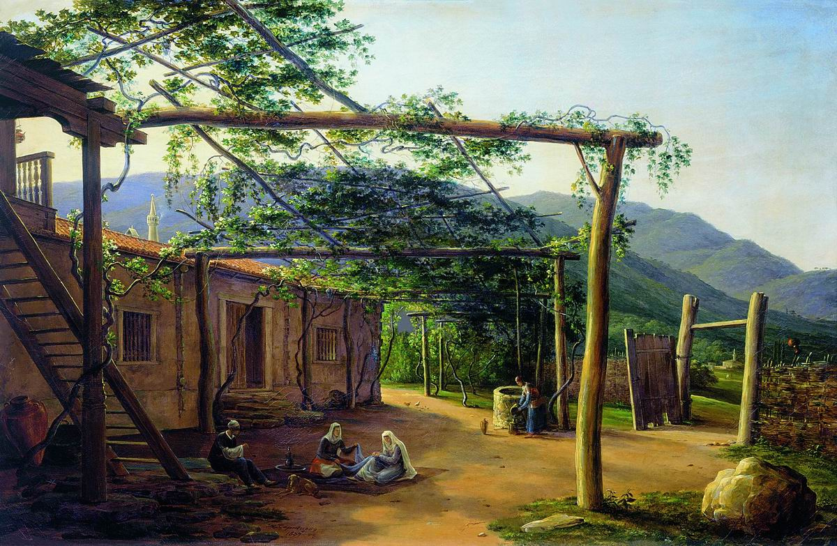 Nikanor Grigorievich Chernetsov. 鞑靼人庭院在克里米亚。 1839年