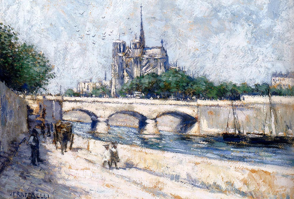 Jean-François Raffaelli. View of the waterfront at Notre Dame