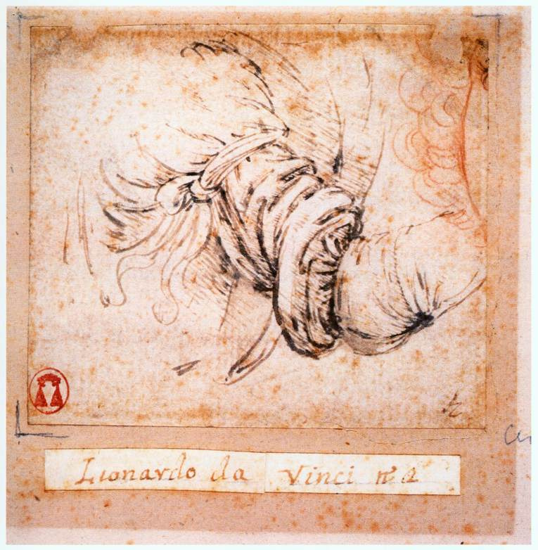 Leonardo da Vinci. Sketch sleeve for "Annunciation"