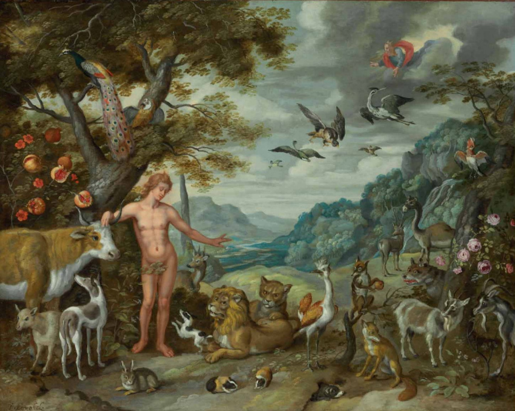 Jan Brueghel the Younger. The Story of Adam and Eve: Adam Names the Animals