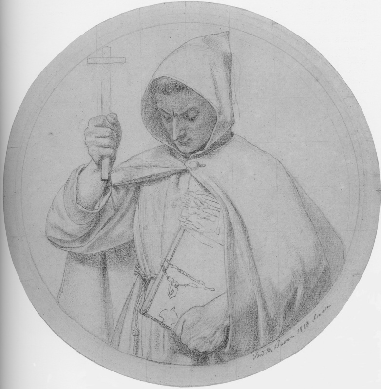 Ford Madox Brown. Monk-Catholic. A sketch for the painting "Wycliffe reading his translation of the Bible"