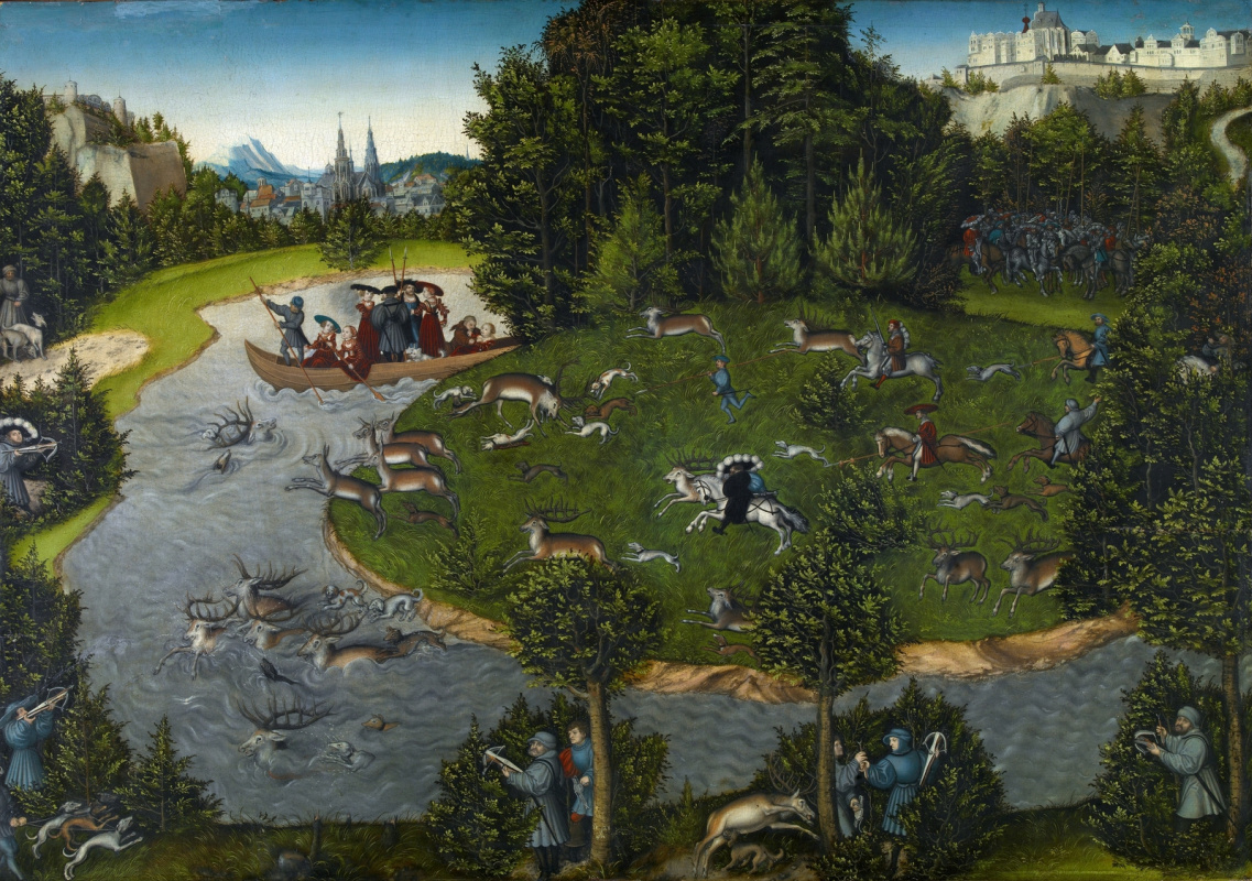 Lucas Cranach the Elder. Deer hunt with the elector Friedrich the Wise