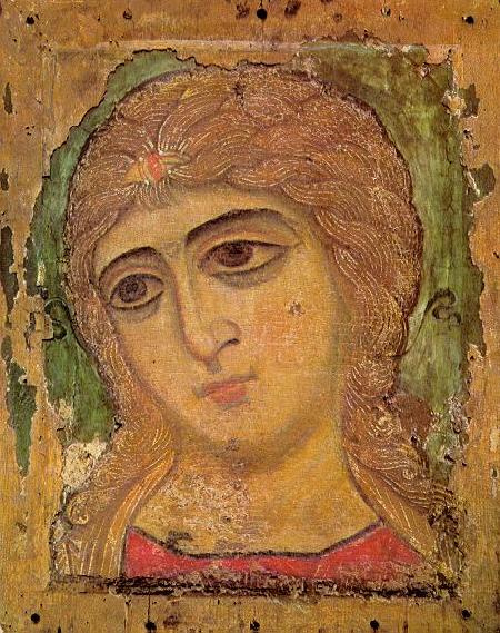 Icon Painting. Angel with Golden hair