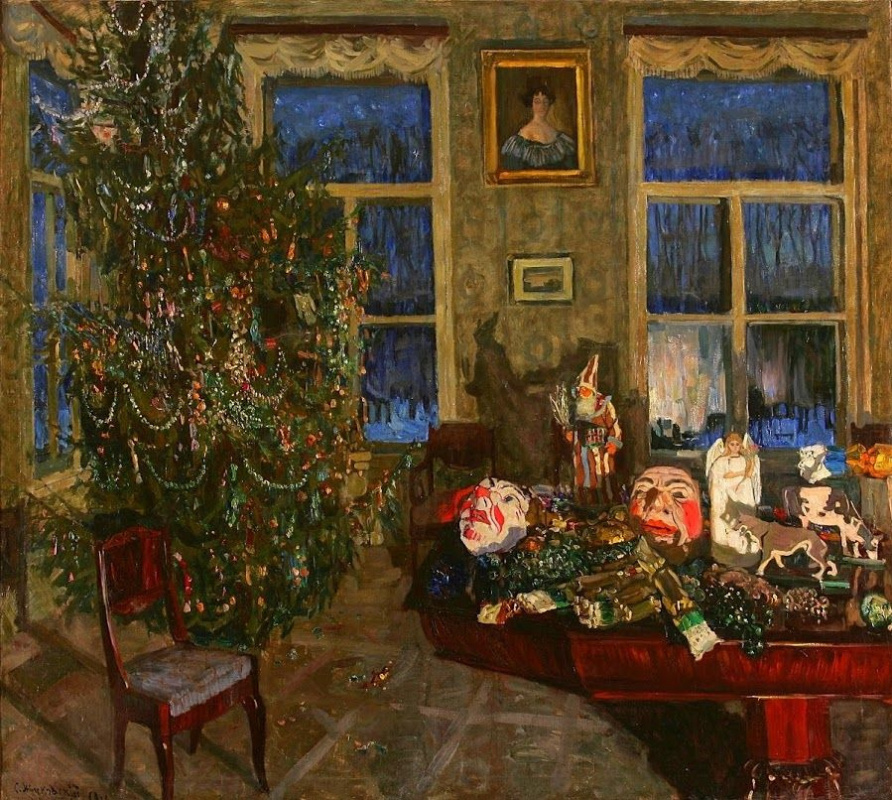 Stanislav Yulianovich Zhukovsky. Notte sotto Natale (l'Interno con l'albero di natale)