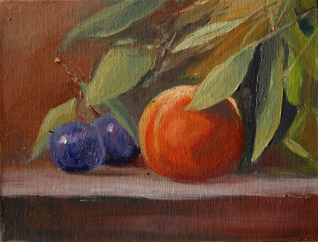 Sergey Valentinovich Karetnikov. Still life with plums and peach