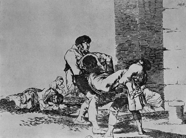 Francisco Goya. The series "disasters of war", page 56: In the cemetery