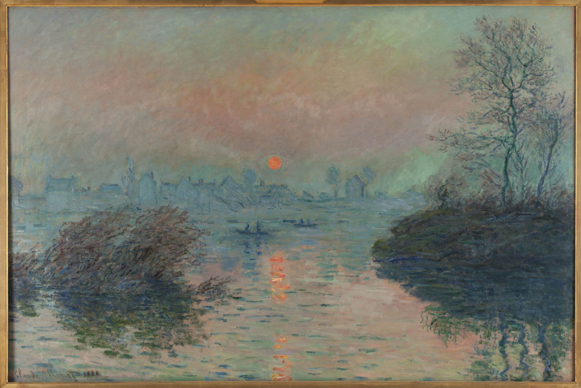 Claude Monet. Sunset over the Seine at Lavacourt. Winter effect