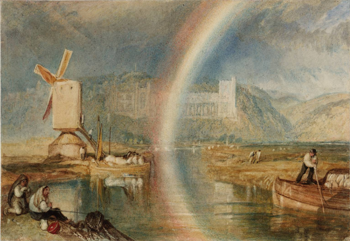 Joseph Mallord William Turner. Arundel Castle am Fluss Arun mit einem Regenbogen