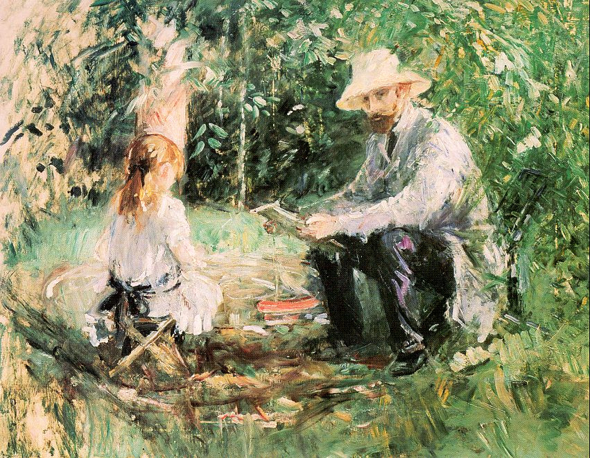 Berthe Morisot. Eugène Manet with his daughter in the garden