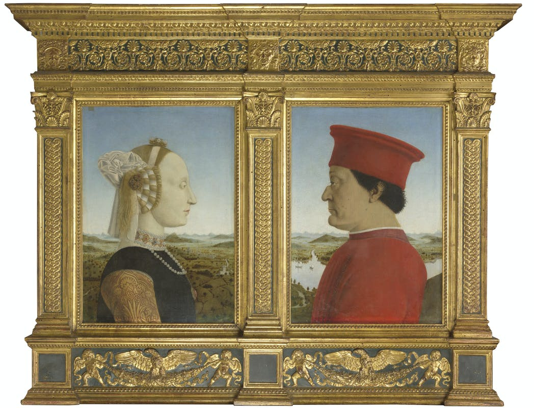 Piero della Francesca. Portrait of federigo da Montefeltro and Battista Sforza