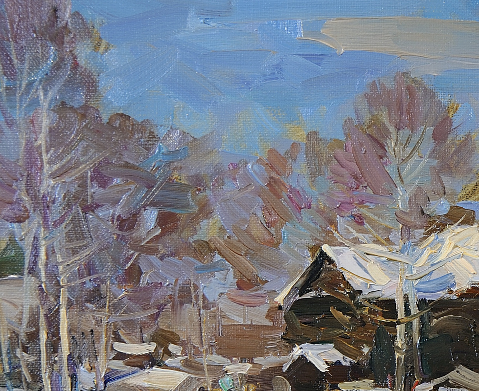 科斯特罗马。看到了冬天。布面油画（草图）30 x 60 cm。2014