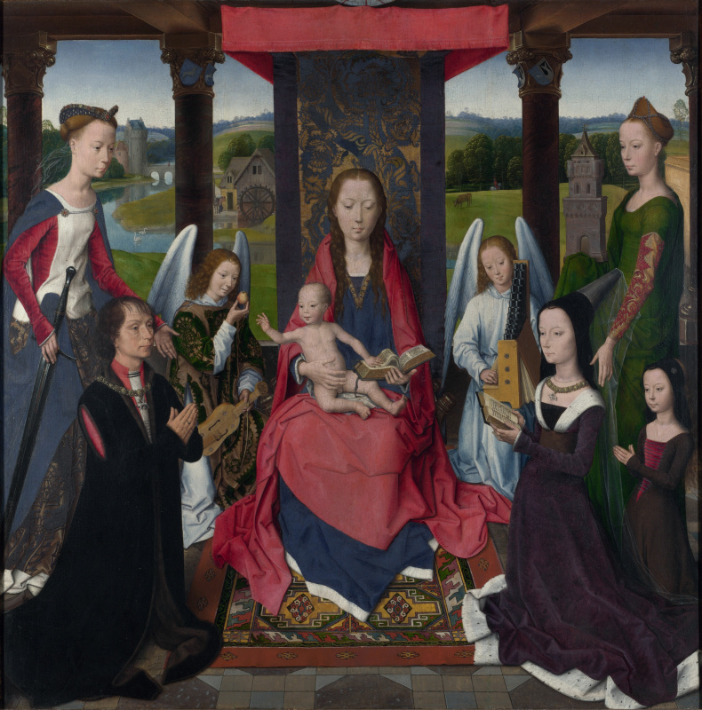 Hans Memling. Madonna and child with saints and donators. Triptych Donna. The Central part