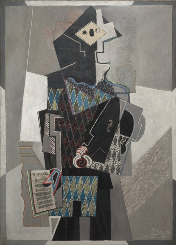 Pablo Picasso. Harlequin with violin