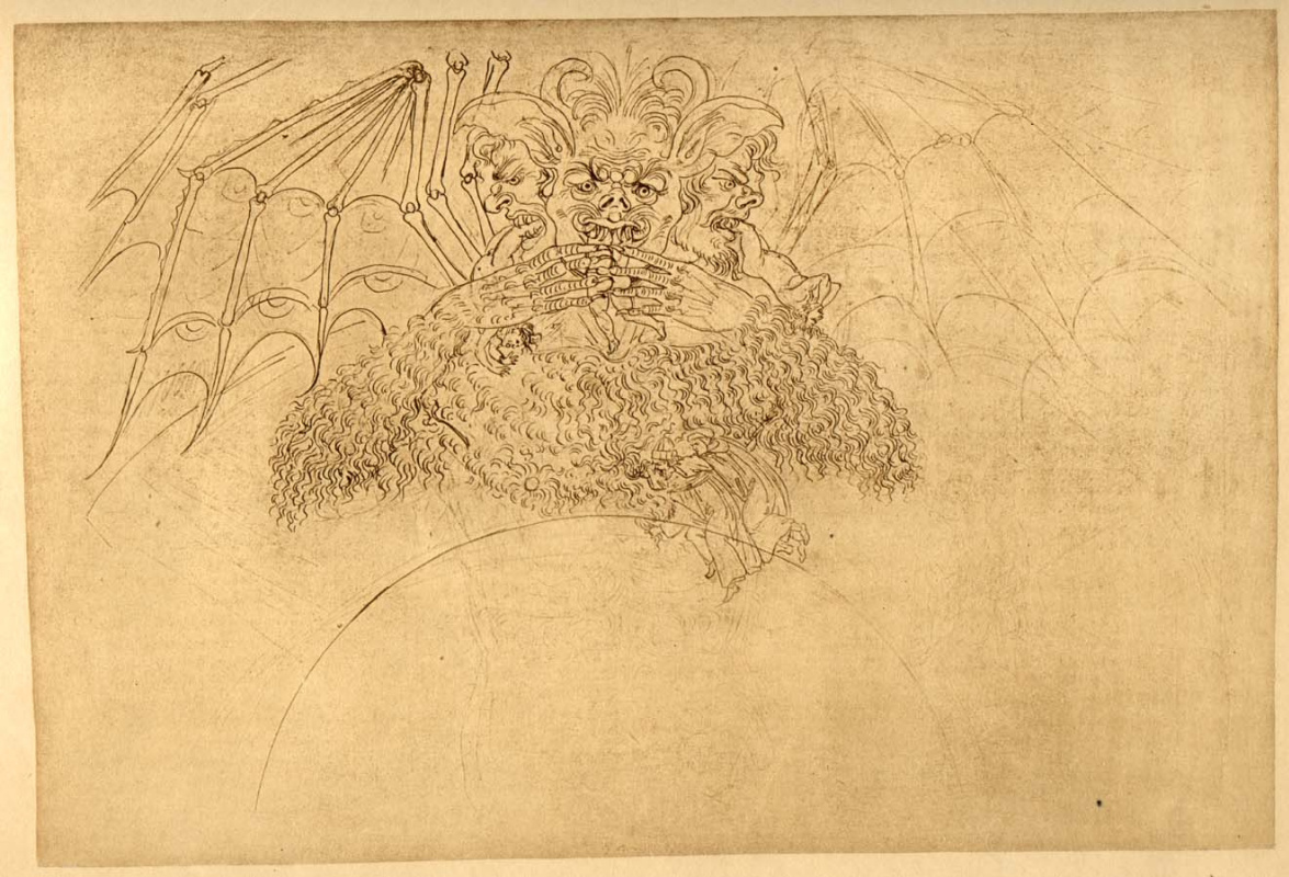 Sandro Botticelli. Lucifer. Hell. Illustration for the Divine Comedy