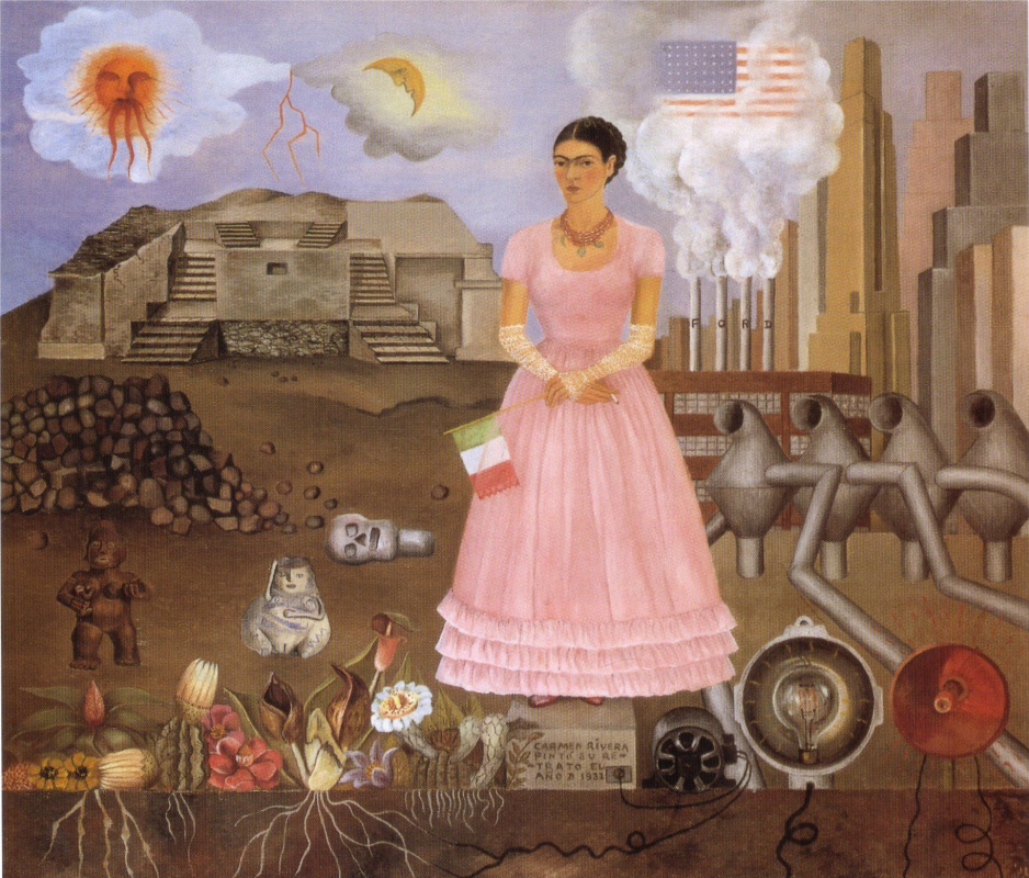 Frida Kahlo. Self portrait on the border between Mexico and the United States