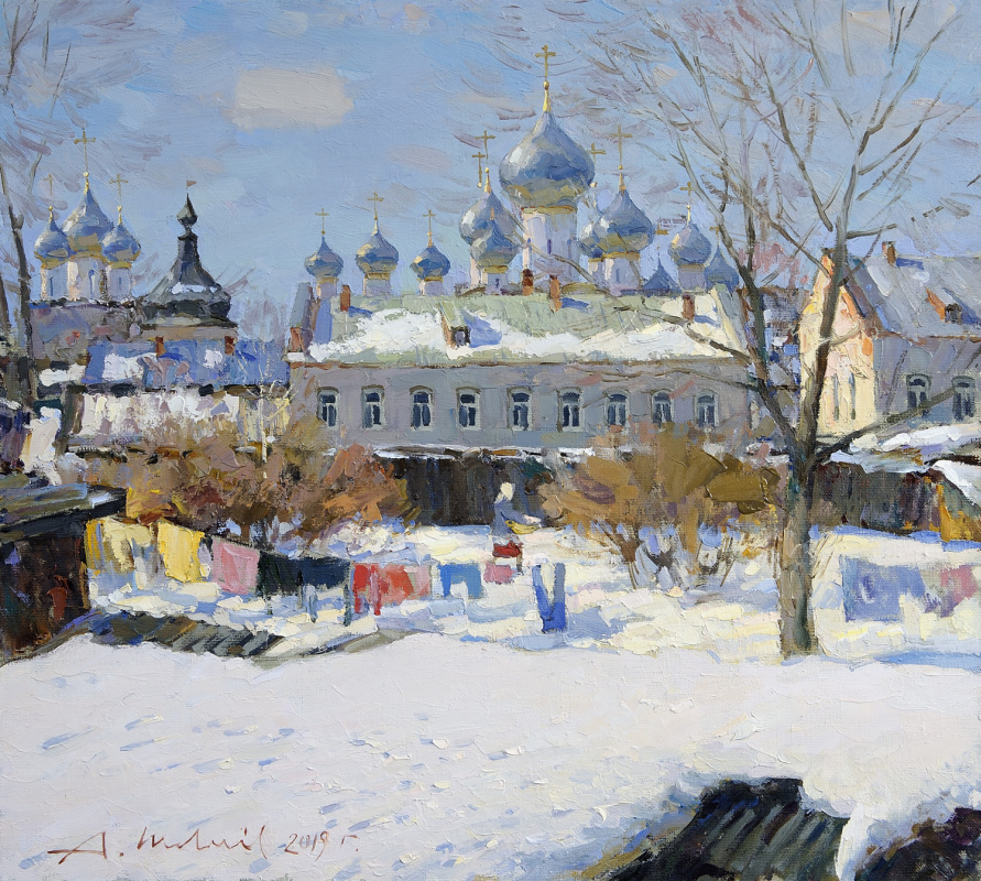 Alexander Shevelyov. Rostov the Great. Kommunalnaya street. Oil on canvas 45.5 x 50.5 cm. 2019