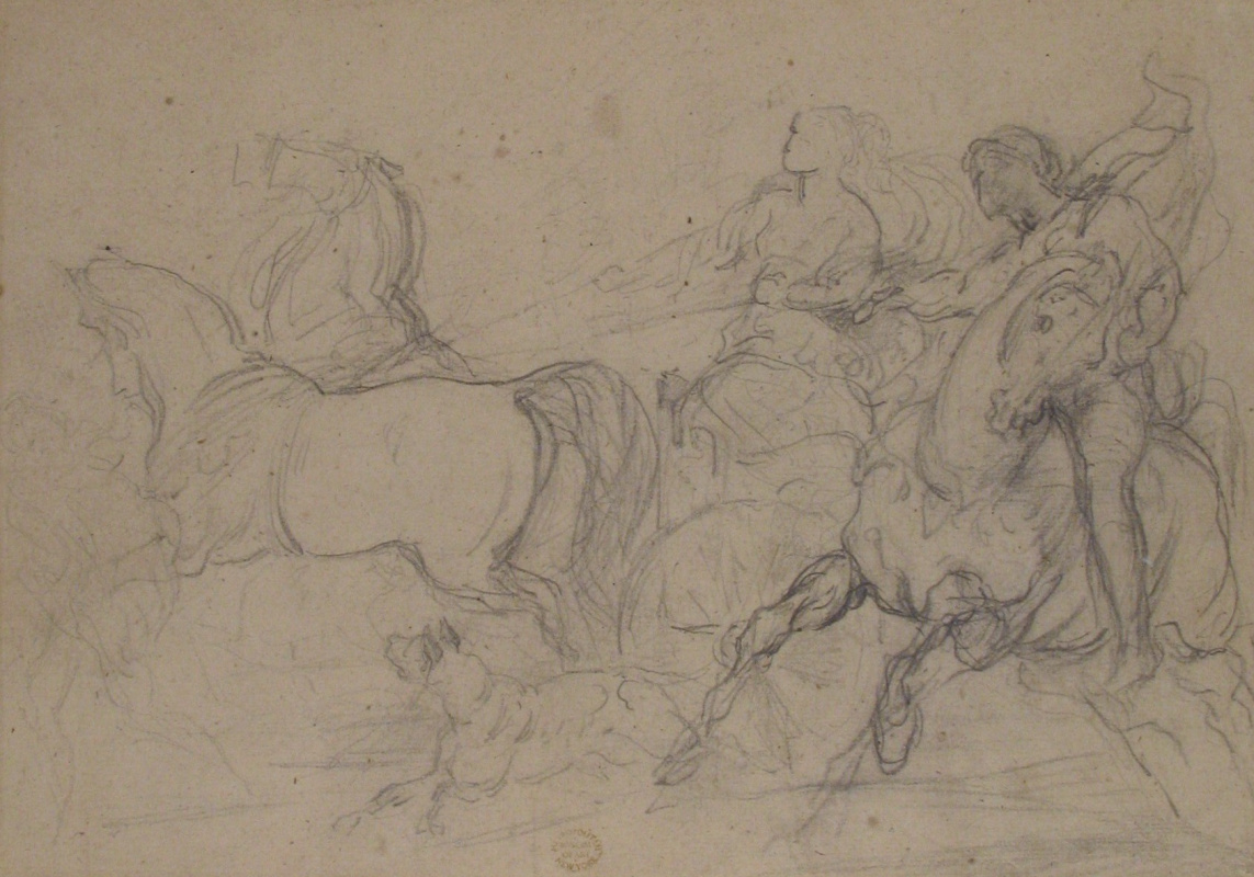 Théodore Géricault. Galloping horsemen. Sketch