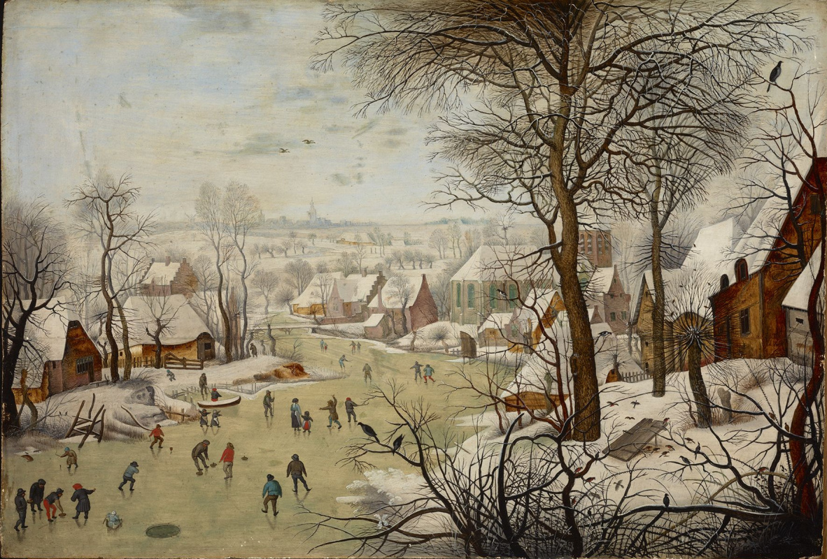 Peter Brueghel the Younger. A trap for birds in the winter landscape