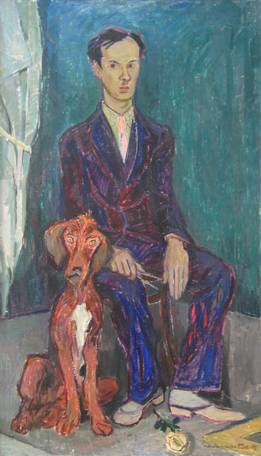 Tove Jansson. Portrait of Runar Engblom with a dog