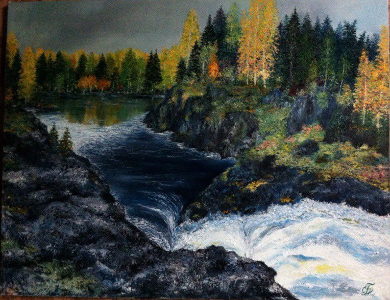 Galina Nikolaevna Silina. Waterfall,Kivach,,