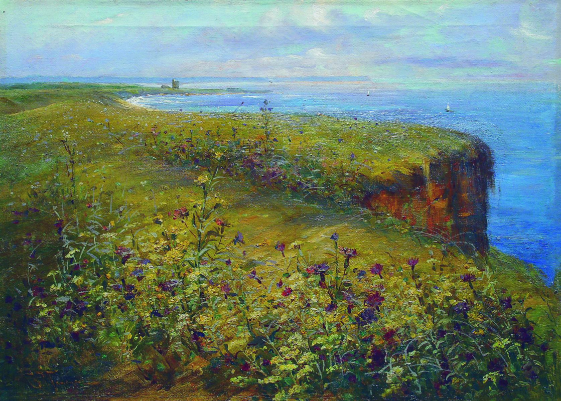 Konstantin Makovsky. Landscape (Sea and flowers)