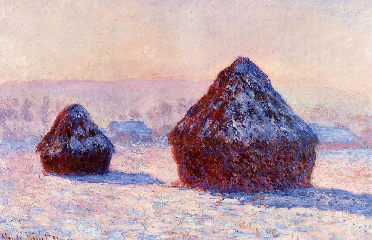 Claude Monet. Haystacks in the morning. The effect of snow