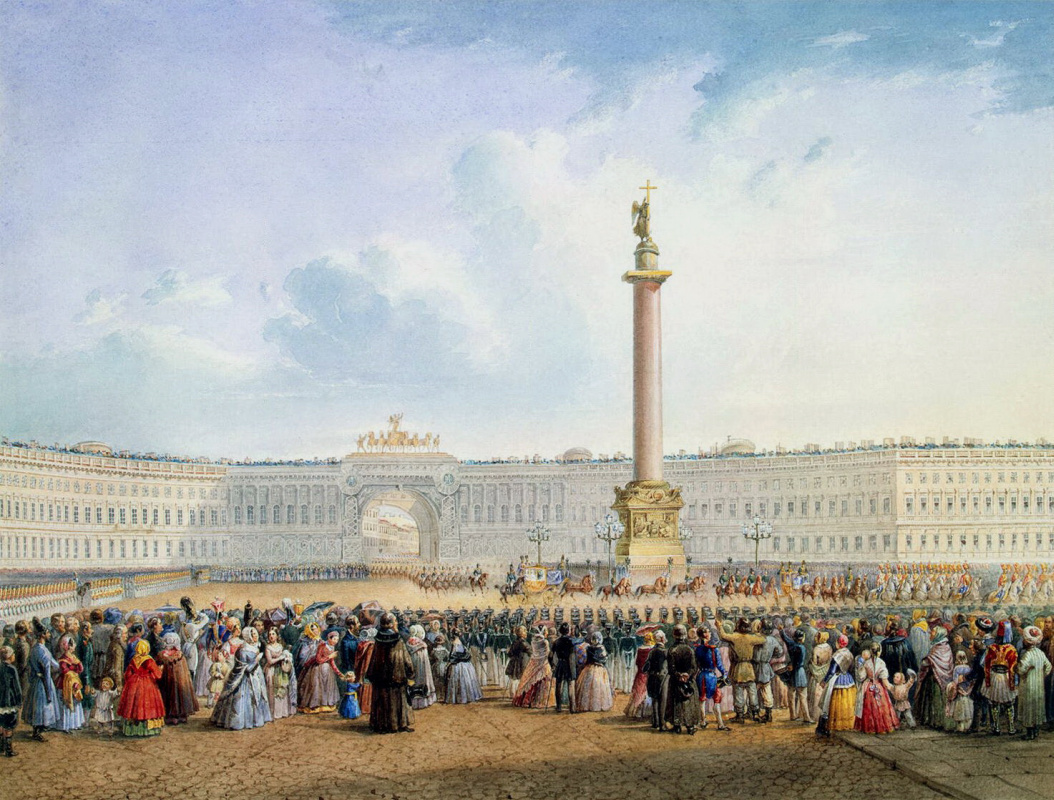 Vasily Semenovich Sadovnikov. View of the Palace square and General staff building in Saint Petersburg