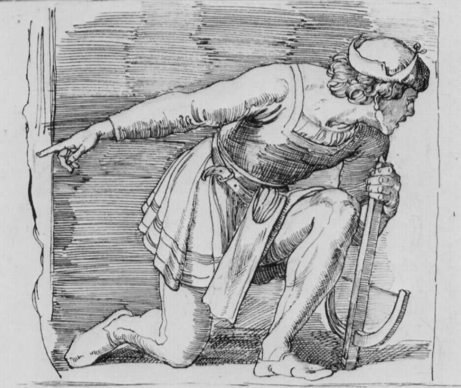 Julius Schnorr von Karolsfeld. The kneeling shooter with a crossbow