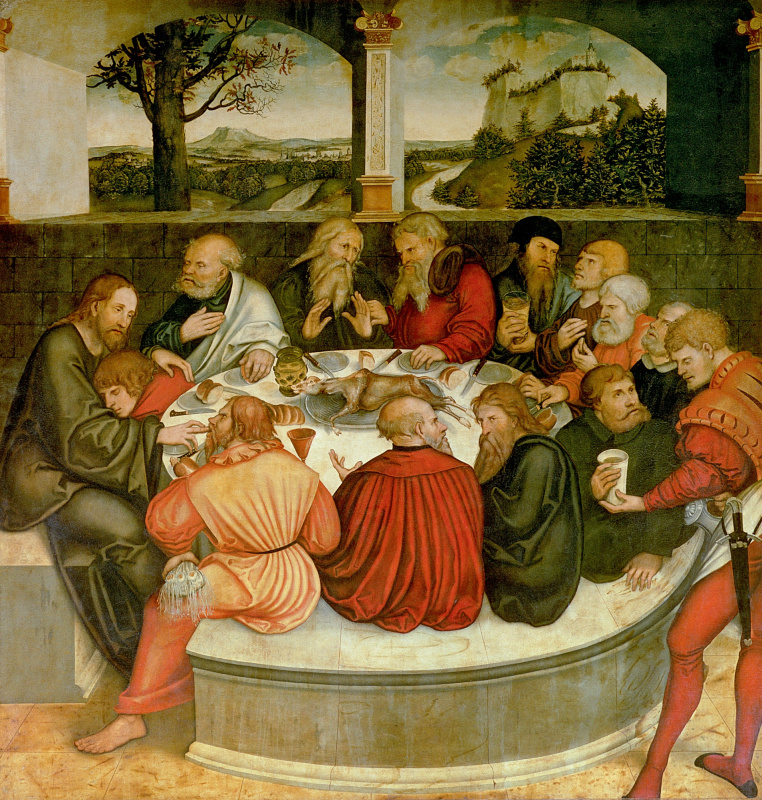 Lucas Cranach the Elder. The last supper. A fragment of the Central part of the triptych