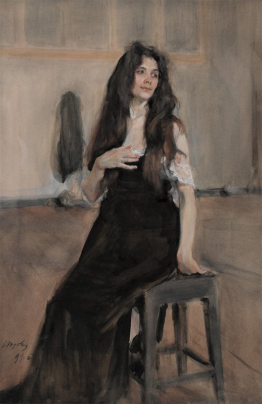 Valentin Aleksandrovich Serov. La modella con i capelli fluenti