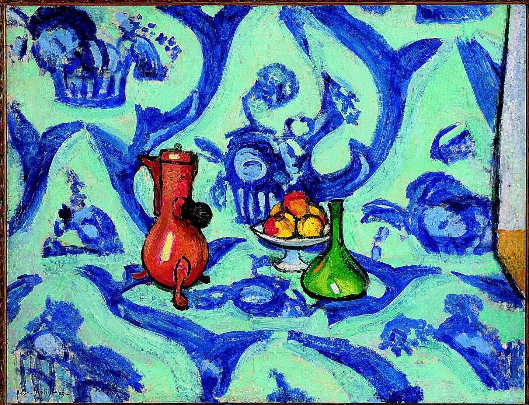 Still life with blue tablecloth