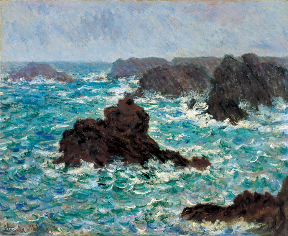 Claude Monet. The rocks at Belle-Ill in the rain