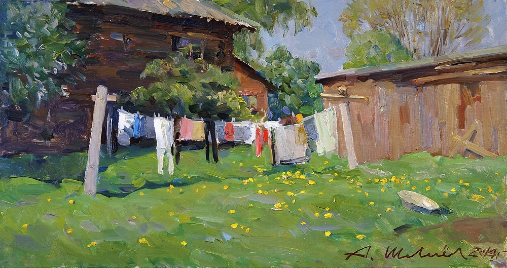 Aleksander Shevelyov. Noon. D. V. P., oil 22 x 42 cm 2014
