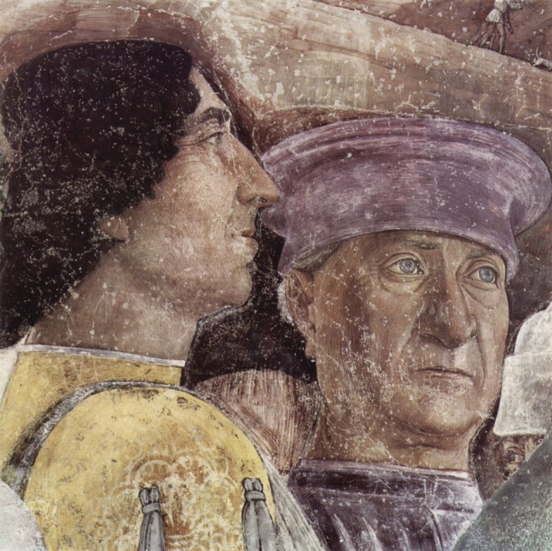 Andrea Mantegna. Meeting of Duke Lodovico Gonzaga and cardinal Francesco Gonzaga, fragment: Autoportret Mantegna. Camera degli Sposi